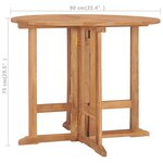 vidaXL Table à dîner pliable de jardin Ø90x75 cm Bois de teck solide