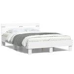 vidaXL Cadre de lit avec tête de lit et LED blanc 135x190 cm
