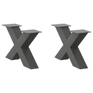vidaXL Pieds de table basse en forme de X 2 pièces Anthracite 60 x (30-31) cm Acier