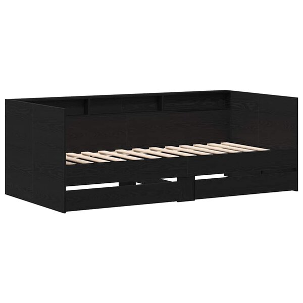 vidaXL Cadre de lit de jour avec tiroirs Chêne noir 100 x 200 cm
