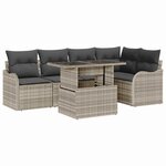 vidaXL Ensemble de canapé de jardin 6 Pièces Gris clair Poly rotin