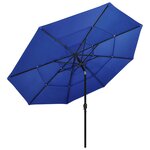 vidaXL Parasol à 3 niveaux avec mât en aluminium Bleu azuré 3 5 m