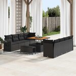 vidaXL Ensemble de canapé de jardin 11 Pièces Noir Poly rotin
