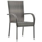 vidaXL Chaises empilables d'extérieur lot de 6 Gris Résine tressée