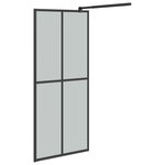 vidaXL Paroi de douche avec étagère Noir 90x195 cm Verre ESG&Aluminium