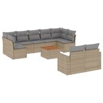 vidaXL Salon de jardin avec coussins 10 Pièces beige résine tressée