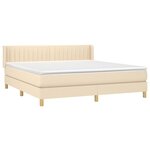 vidaXL Sommier à lattes de lit avec matelas Crème 160x200 cm Tissu