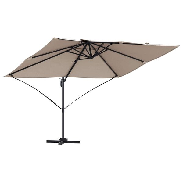 vidaXL Parasol Roma à Bras Déporté Taupe et Noir 352 x 251 x 260 cm
