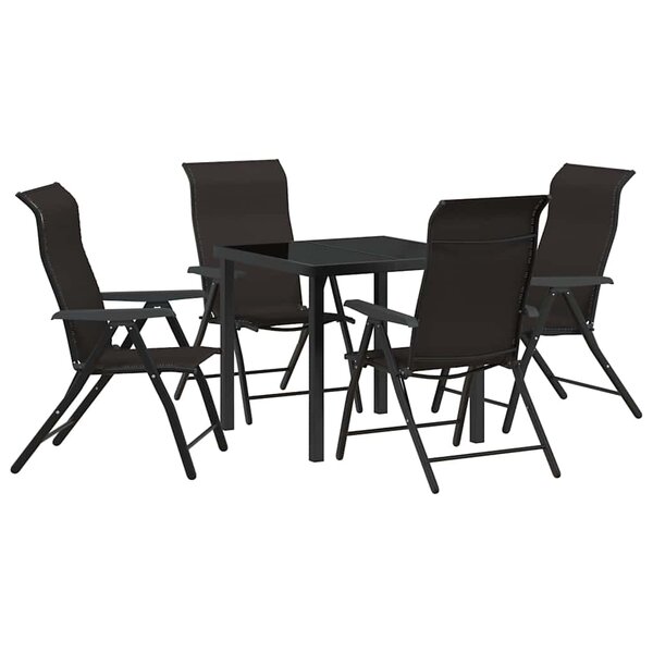 vidaXL Ensemble de salle à manger pour jardin 5 Pièces Noir café