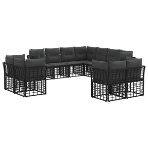 vidaXL Ensemble de canapés d'extérieur Noir et Gris foncé Polyester