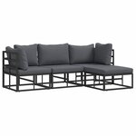 vidaXL Ensemble de canapé de jardin avec coussin 4 Pièces Noir Aluminium