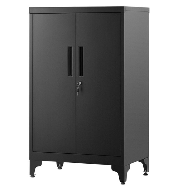Caisson de bureau placard polyvalent armoire de bureau à 2 portes verrouillable 40 x 60 x 90 cm meuble de rangement en acier pour bureau salon noir 12_0004831