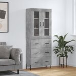 vidaXL Buffet haut Gris béton 69 5x34x180 cm Bois d'ingénierie