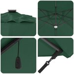 vidaXL Parasol Roma à Bras Déporté Vert 352 x 251 x 265 cm
