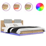 vidaXL Cadre de lit avec tête de lit Chêne artisanal 180 x 200 cm