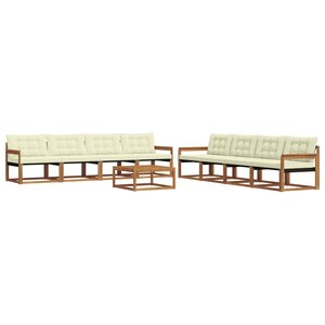 vidaXL Ensemble de canapés d'extérieur 9 Pièces Naturel et Crème