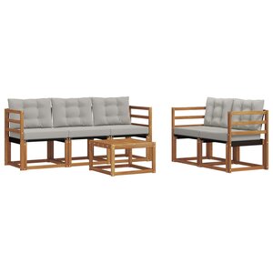 vidaXL Ensemble de canapés d'extérieur 6 pc Gris Naturel et Clair