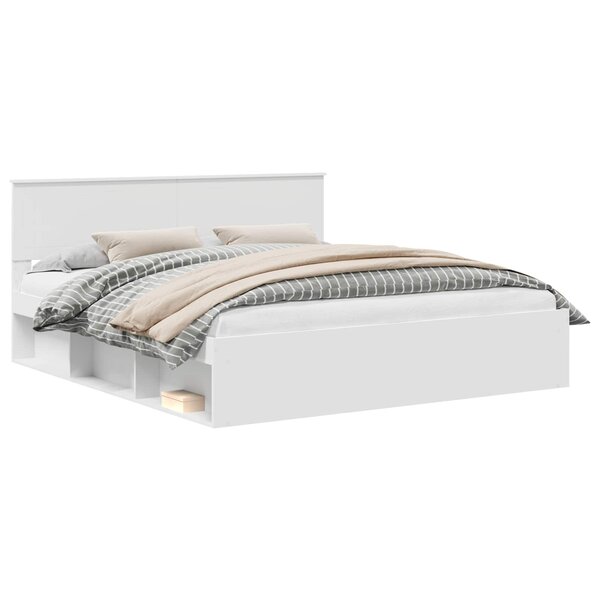 vidaXL Cadre de lit avec tête de lit Blanc 180 x 200 cm Pin massif