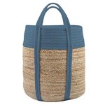 Panier en jute et coton palawan finition bleu