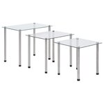vidaXL Tables gigognes 3 Pièces Transparent Verre trempé