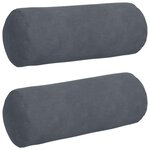 vidaXL Coussins d'accent 2 Pièces Gris foncé Ø 15 x 40 cm
