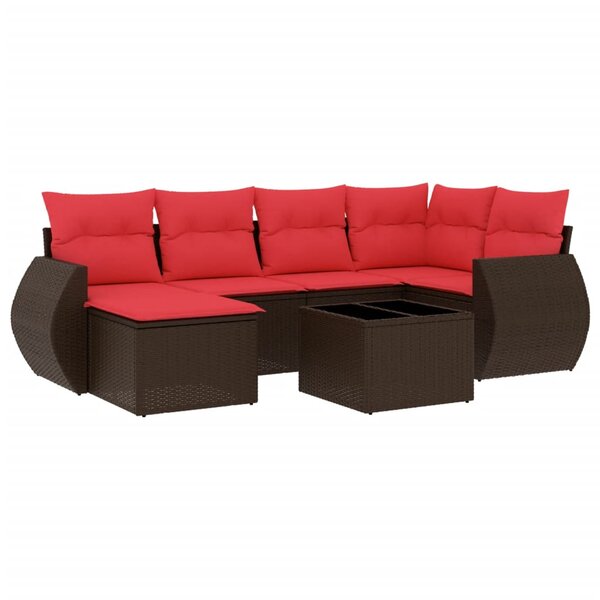 vidaXL Salon de jardin avec coussins 7 Pièces marron résine tressée