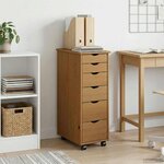 vidaXL Cabinet roulant avec roue Marron miel 34 x 39 x 93 5 cm