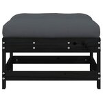 vidaXL Repose-pied de jardin avec coussin noir bois de pin massif