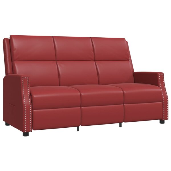 vidaXL Fauteuil inclinable à 3 places Rouge bordeaux Similicuir