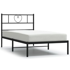 vidaXL Cadre de lit métal sans matelas avec tête de lit noir 90x190 cm