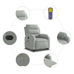 vidaXL Fauteuil inclinable de massage électrique gris clair velours