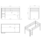 PINO  Lit Compact Pin Massif Naturel + Rideau en 4 parties Princesse