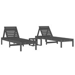 vidaXL Chaises longues lot de 2 avec table gris bois massif de pin
