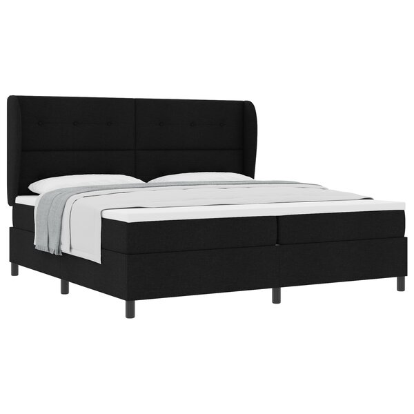 Lit à ressorts vidaXL avec matelas Noir 200x200 cm Tissu