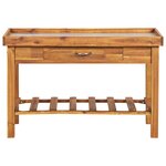 vidaXL Table de jardin avec dessus en zinc Bois solide d'acacia