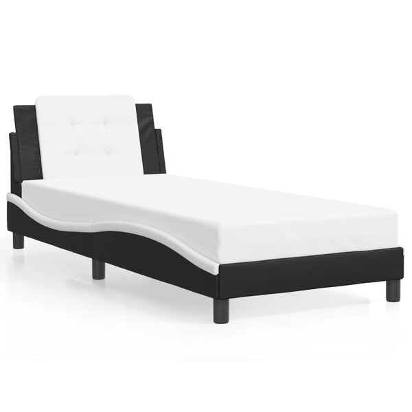 vidaXL Cadre de lit sans matelas noir et blanc 100x200 cm similicuir