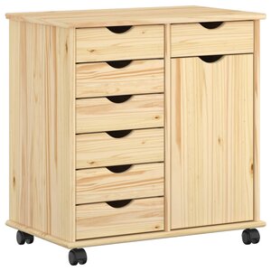 vidaXL Cabinet roulant Marron 63 5 x 39 x 65 5 cm Bois de Pin Massif
