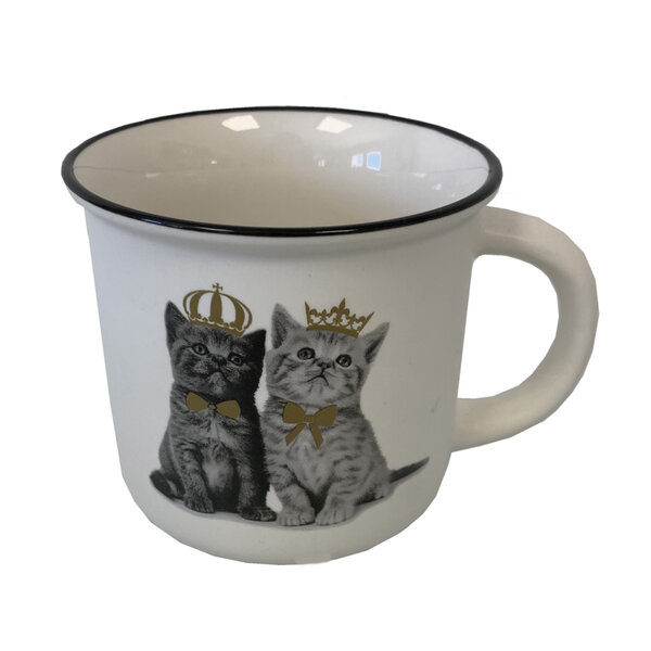 Tasse en céramique blanche chats