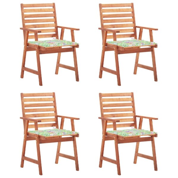 vidaXL Chaises à manger d'extérieur lot de 4 et coussins Acacia massif