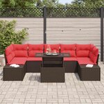 vidaXL Ensemble de canapé de jardin 8 Pièces Marron et rouge polyrotin