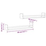 vidaXL Étagères murales avec barres 2 Pièces chêne sonoma 80x16x14 cm