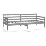 vidaXL Lit de repos avec matelas 90x200 cm Gris Bois de pin massif