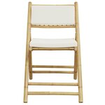 vidaXL Ensemble de bistro pliante 3 Pièces et coussins blanc crème bambou