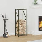 vidaXL Portant de bois chauffage vert olive 34x25x100 cm