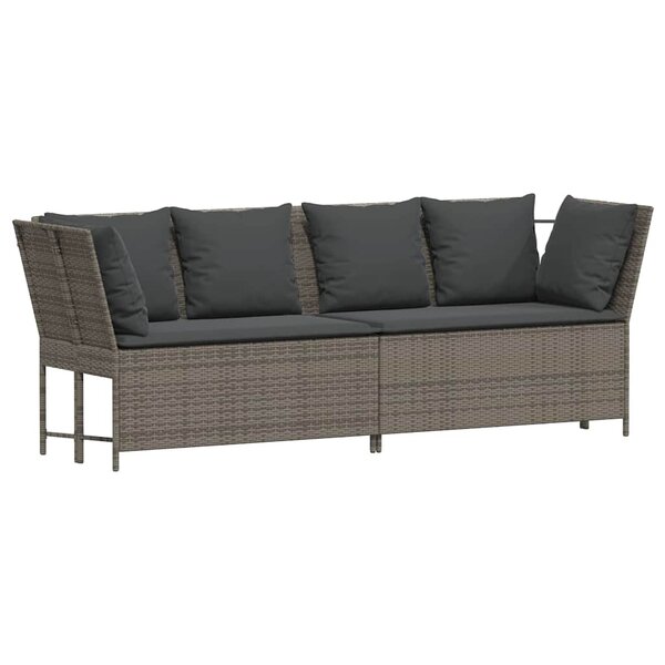 vidaXL Canapé de jardin avec coussins Gris Résine tressée