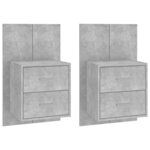 vidaXL Tables de chevet murales 2 Pièces Gris béton