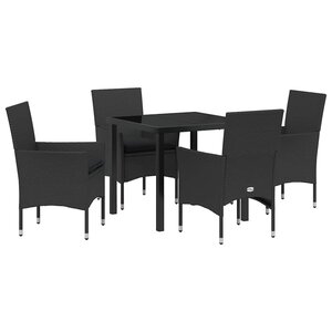 vidaXL Ensemble de salle à manger pour jardin 5 Pièces Noir polyrotin