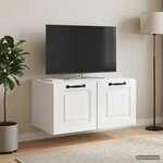 vidaXL Meuble TV mural Montage mural Blanc brillant 59 5 x 41 x 30 cm