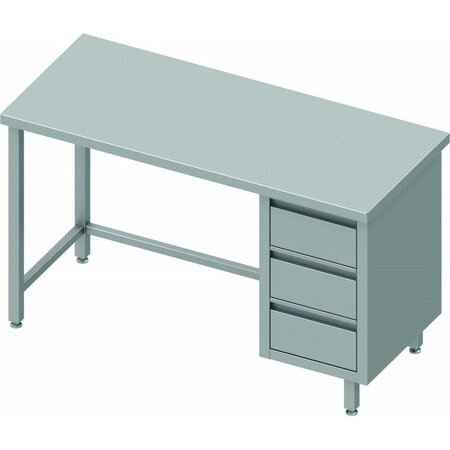 Table inox 3 tiroirs a droite sans dosseret - gamme 600 - stalgast -  - inox1600x600 x600xmm