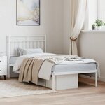 vidaXL Cadre de lit métal avec tête de lit blanc 90x200 cm